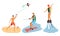 Flying Kite, Water Skiing, Flyboarding Vector