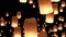 Flying Lanterns in Yeepang Festival. Beautiful 3d animation. No people. HD 1080