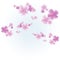 Flying light Purple Violet flowers on light blue background. Apple-tree flowers. Cherry blossom. Vector EPS 10 cmyk
