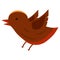 Flying little bird tweets. Cute colorful illustration