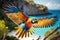 flying macaw parrot