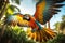 flying macaw parrot