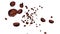 Flying many coffee beans. Caffeine drink, Breakfast, Aroma. 3D animation of roasted coffee beans rotating. Loop animation.