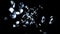 Flying many jewelry diamonds on black background. Shine transparent, Precious gem. 3D animation of brilliant diamonds rotating.