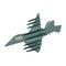Flying military fighter with missiles
