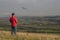 Flying a model sailplane over English countryside