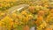 Flying over an autumn forest