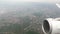 Flying over Berlin, capital of Germany with a airplane. small clouds and cityscape. started from Tegel airport.