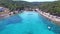 Flying over a breathtaking sandy beach on the island of Brac, Croatia