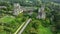 Flying over the castle towers and Lismore gardens