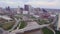 Flying in over the Columbus Ohio Skyline Featuring Scioto River