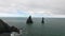 Flying over the famous black sand beach near Vik i Myrdal town in Iceland