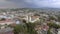 Flying over Holy Cross Greek Catholic Cathedral in Uzhhorod, Transcarpathia, Ukraine