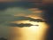 Flying over the island of Majorca during sunset. View from the airplane window. Mallorca, Spain