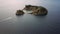 Flying over of Islet of Vila Franca do Campo Ilheu de Vila Franca do Campo is formed by the crater of an old underwater volcano