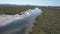 Flying over marshes in Blair Island California