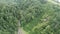 flying over a mountain river, panorama over a forest top view, natural landscape