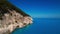 Flying over Myrtos beach, Kefalonia, during the summer, Greek Ionian Islands