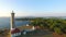 Flying over people visiting a lighthouse, Croatia