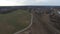 Flying over the railway, surrounding countryside