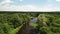 Flying over the river, shooting from a drone. Beautiful view from above