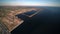 Flying over a seaport in Russia on the Baltic Sea coast
