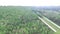 Flying over the speedway in Alabama state, USA. Forest in Background