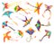 Flying paper kites decorated color ribbons vector