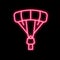 flying parachutist neon glow icon illustration