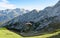 Flying paraglider in Bavarian Alps