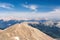 Flying paraglider in the sky on Turkey mountains.