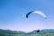 Flying paragliders in the sky