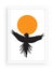 Flying parrot silhouette on sunrise or sunset, vector. Scandinavian minimalist art design. Flying bird illustration