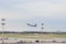 A flying passenger plane at the Sheremetyevo airport