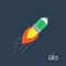 Flying pencil with rocket fire Business Idea concept. Flat design.