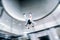 Flying people in wind tunnel . indoor skydiving