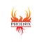 Flying Phoenix Fire Bird abstract Logo design vector template. Upward Dove Eagle Logotype concept icon. Vector design