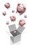 Flying piggy-banks - 3D illustration