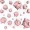 Flying piggy-banks - 3D illustration