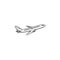 Flying plane hand drawn outline doodle icon.