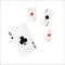 Flying playing card four of a kind or quads. Ace design cazino game element. Poker or blackjack realistic cards. Vector