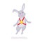 Flying rabbit with a badge on the chest character cartoon