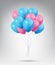 Flying Realistic Glossy Blue and Pink Balloons with Party and Celebration concept on white background