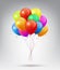 Flying Realistic Glossy Colorful Balloons with Party and Celebration concept on white background