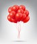 Flying Realistic Glossy Red Balloons with Party and Celebration concept on white background