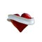 Flying red chopped heart with the white ribbon. Copyspace for text Valentines day 3d illustration