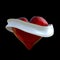 Flying red chopped heart with the white ribbon. Copyspace for text Valentines day 3d illustration