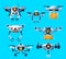 Flying robots, drones, parcels delivery copter