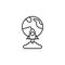 Flying rocket earth icon. Element of satellite thin line icon