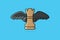 Flying Rook Chess Piece with Wings vector illustration.